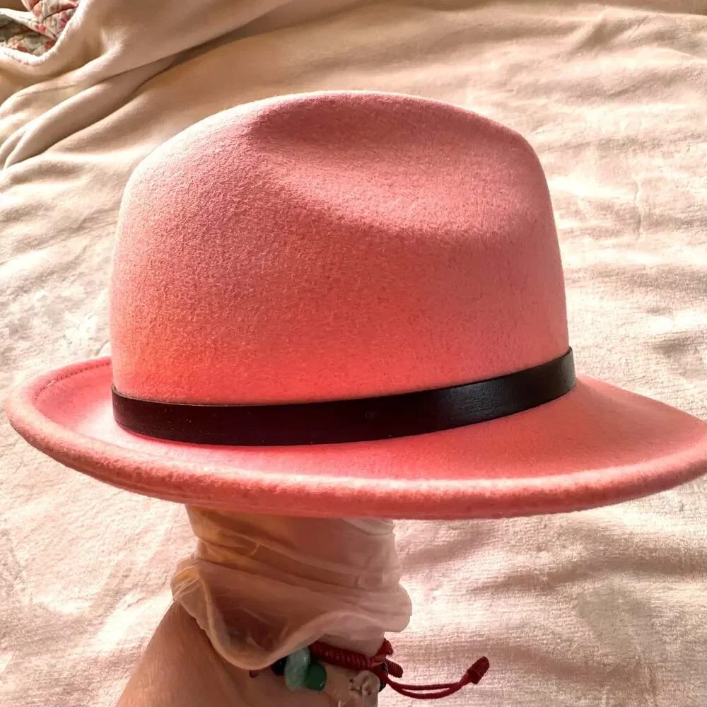 Filippo Catarzi Pink Wool Hat w Black Band Vintage Pristine Italian Fedora